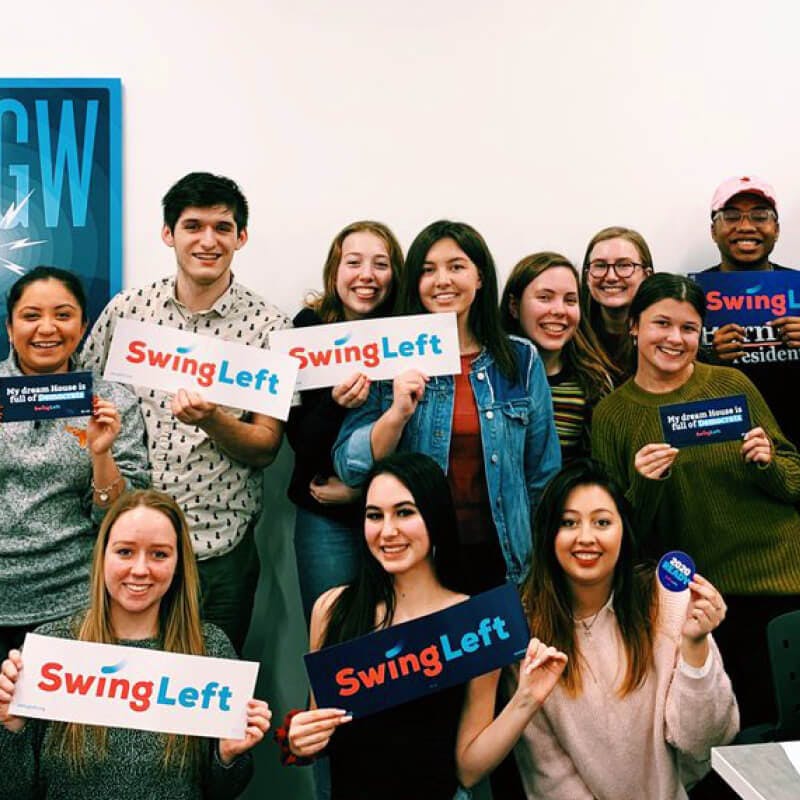 Swing Left groups phonebanking together